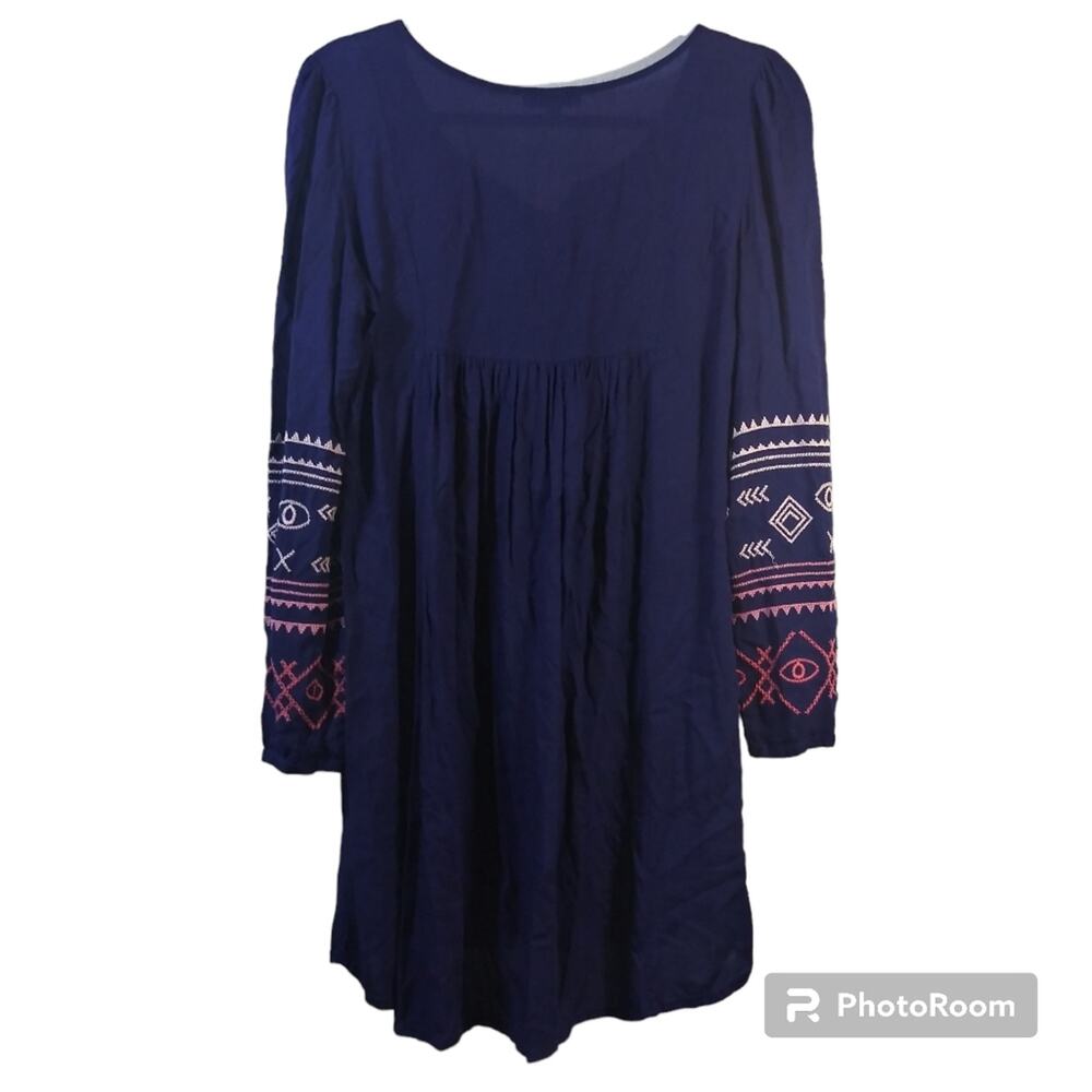 Patrons Of Peace Navy Blue Embroidered Dress Tunic Boho Size Small - Picture 2 of 6